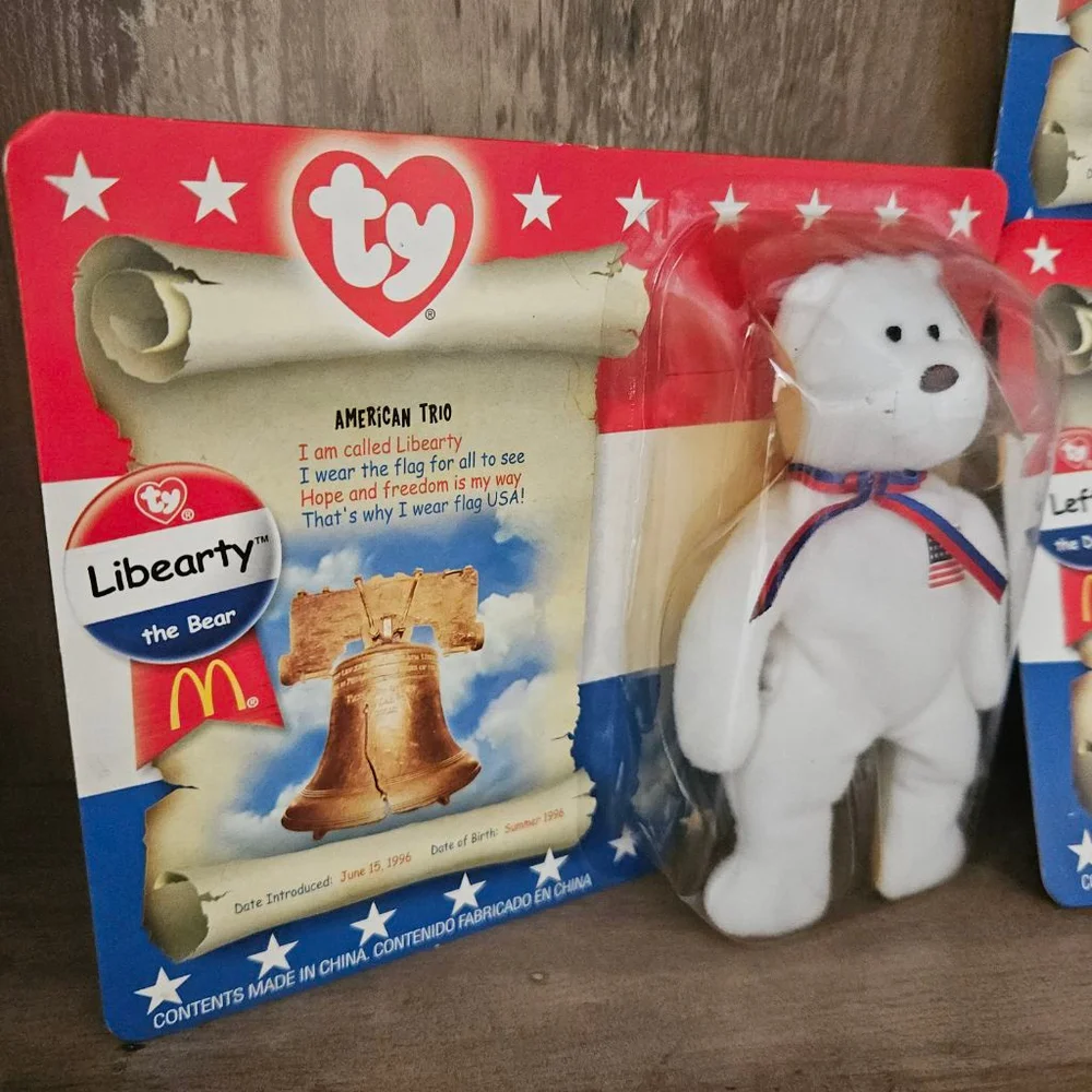 Vintage 2000 Mcdonalds TY Beanie Baby Political Mini Plush Lefty Righty Libearty